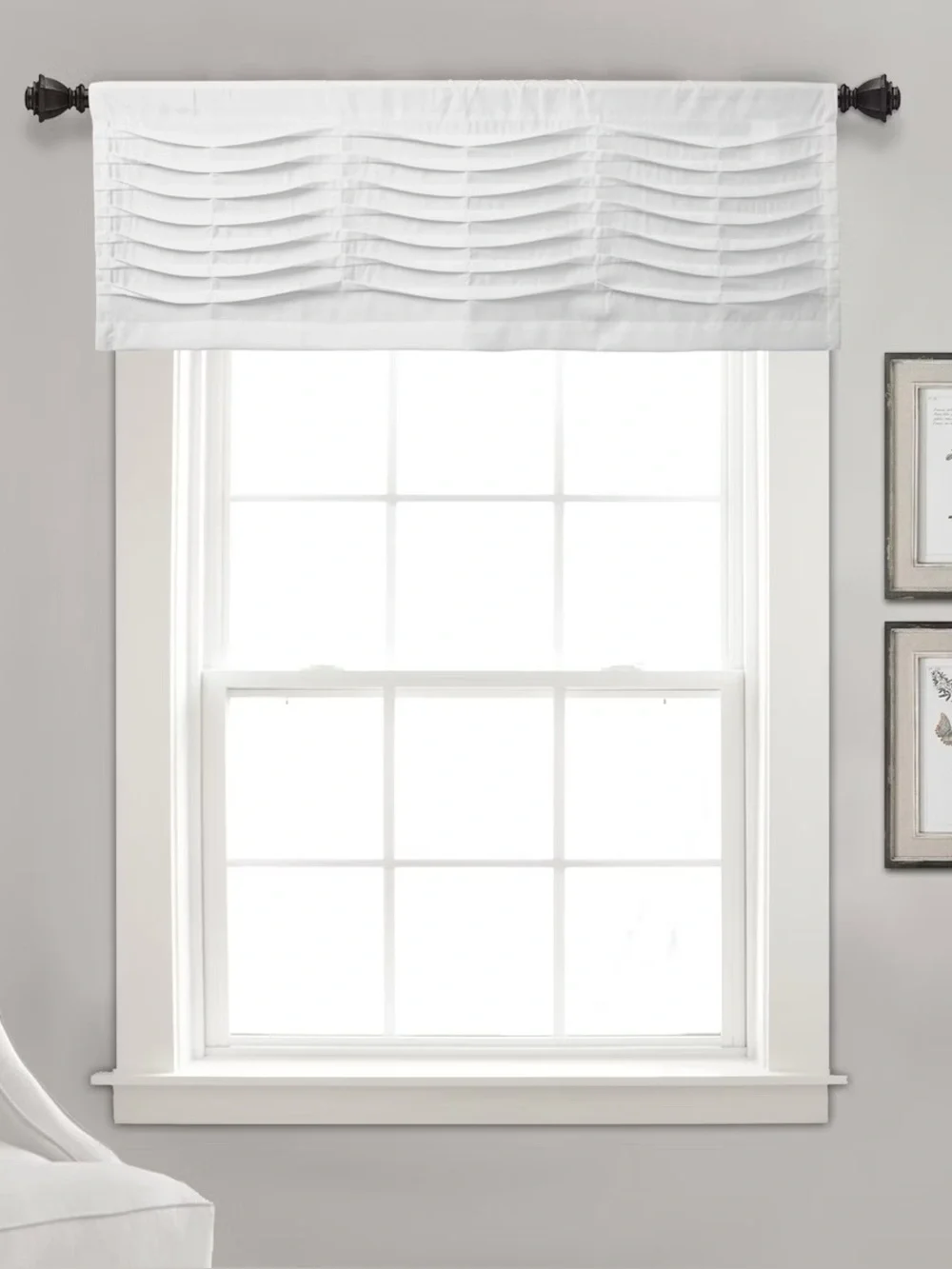 TWO wave Texture Valance White - Lush Décor: Valance, Solid Pattern, 18